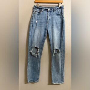 I&M Black Label High-Rise Straight Leg Ripped Blue Jeans Women’s Size 7